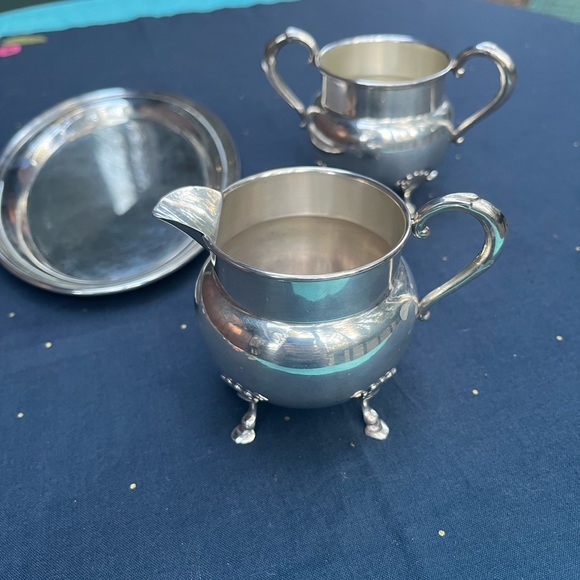 Sterling Silver Tray with Sterling Cream and Sugar, Serving Set - Picture 10 of 16
